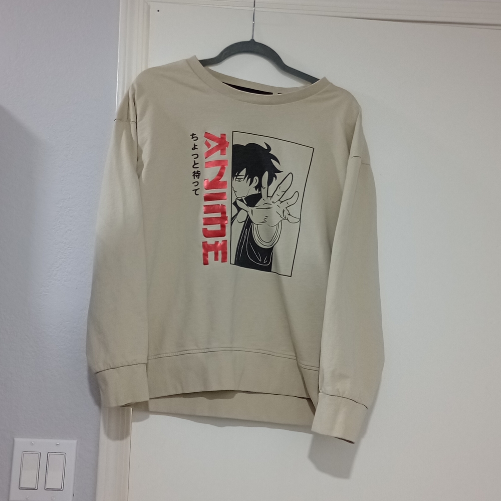 Men's Anime Beige Graphic Sweater